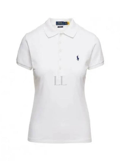 Women's Julie Embroidered Logo Short Sleeve Polo Shirt White - POLO RALPH LAUREN - BALAAN 2