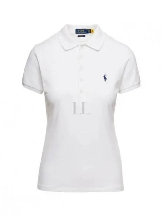 Women's Julie Embroidered Logo Short Sleeve Polo Shirt White - POLO RALPH LAUREN - BALAAN 2