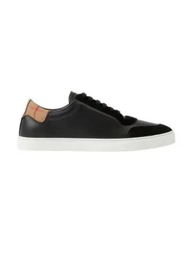 Vintage Check Panel Leather Low Top Sneakers Black - BURBERRY - BALAAN 2