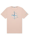 Marble One Logo Print Short Sleeve T-Shirt Pink - STONE ISLAND - BALAAN 2