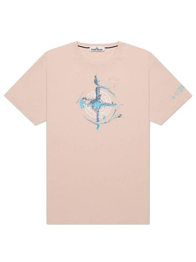 Marble One Logo Print Short Sleeve T-Shirt Pink - STONE ISLAND - BALAAN 2