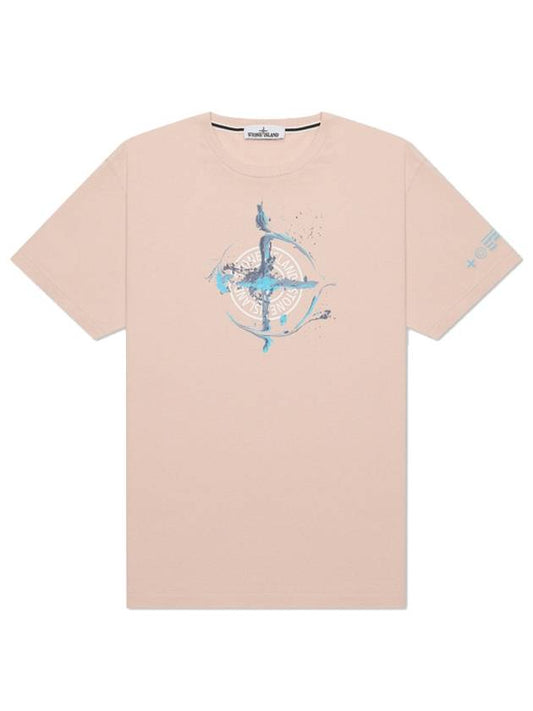 Marble One Logo Print Short Sleeve T-Shirt Pink - STONE ISLAND - BALAAN 2