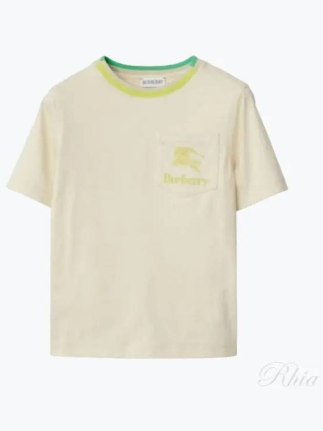 Kids Embroidery Logo Pocket Short Sleeve T-Shirt Cream - BURBERRY - BALAAN 2