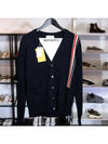 RWB Striped Intarsia Cotton Cardigan Navy - THOM BROWNE - BALAAN 3