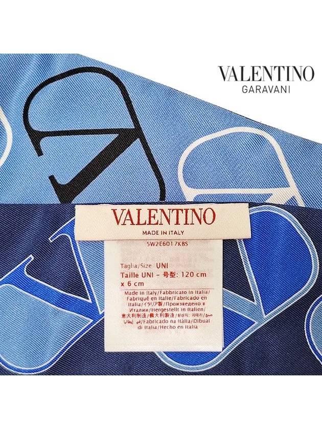 V logo silk bandeau scarf blue 5W2E6017 KBS CG6 - VALENTINO - BALAAN 5