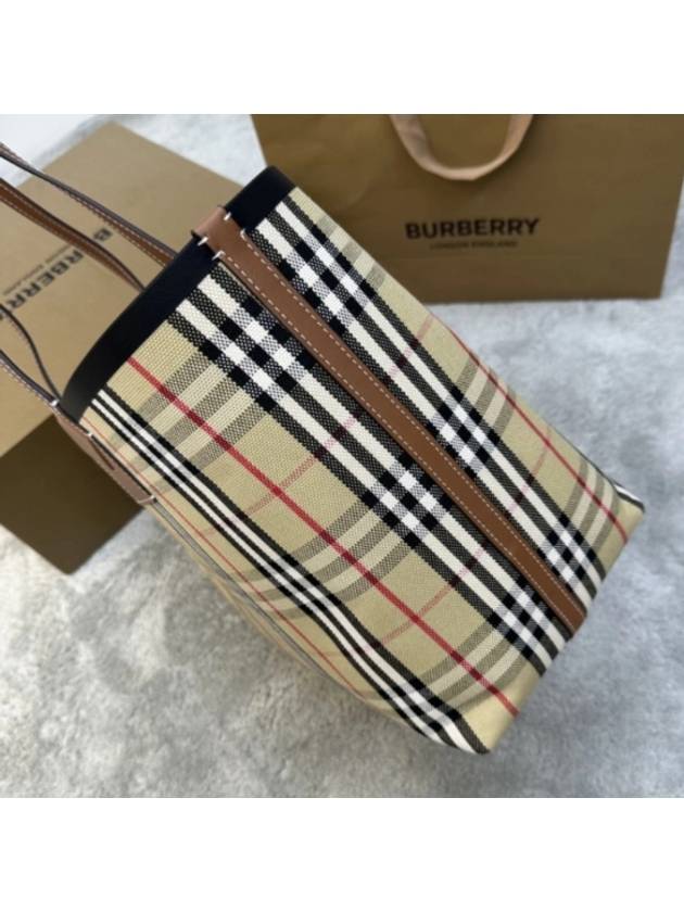 London Check Medium Cotton Tote Bag Archives Beige - BURBERRY - BALAAN 4