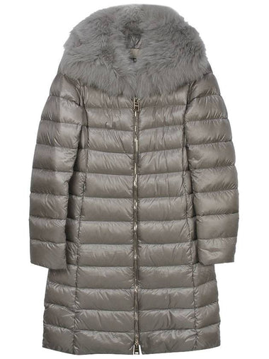 Elisa Full Zip-Up Fox Fur Long Padding Grigio - HERNO - BALAAN 1