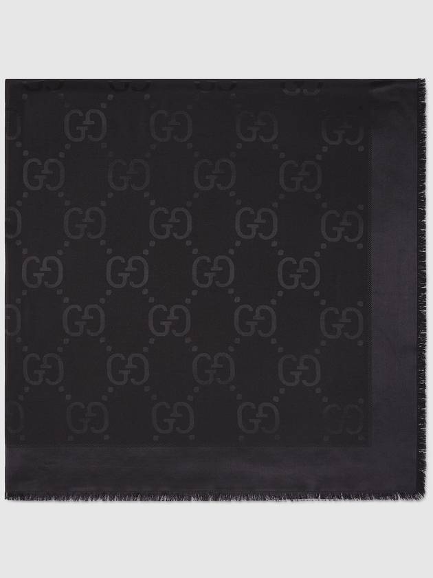 GG Jacquard Silk Wool Scarf Black - GUCCI - BALAAN 3