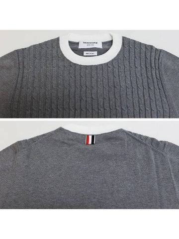 Classic 4-Bar Cable Cotton Knit Top Grey - THOM BROWNE - BALAAN 6