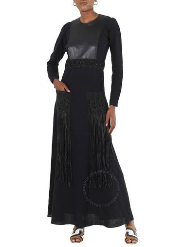 Chloe Ladies Black Crochet-Trim Long Dress, Brand Size 38 (US Size 6) - CHLOE - BALAAN 1