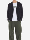 Bold Fox Head Patch V Neck Wool Cardigan Black - MAISON KITSUNE - BALAAN 4