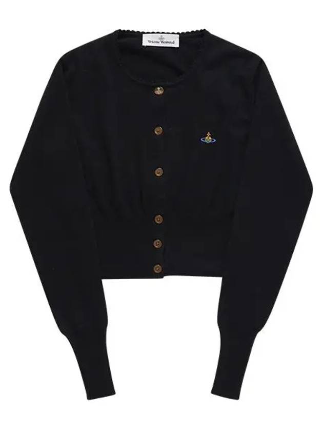 Bea ORB Embroidered Logo Crop Cardigan Black - VIVIENNE WESTWOOD - BALAAN 2