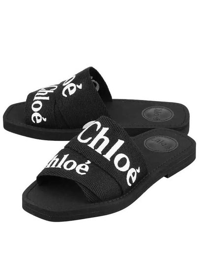 Woody Logo Slide Slippers Black - CHLOE - BALAAN 2