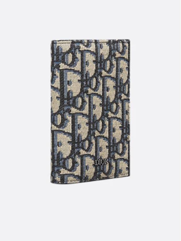 Vertical Half Card Holder Beige And Black  Oblique Jacquard - DIOR - BALAAN 4