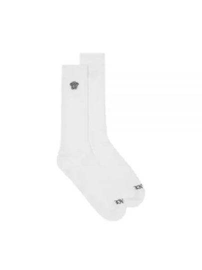 Embroidered Medusa Ribbed Socks White - VERSACE - BALAAN 2