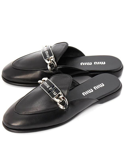 Logo Leather Bloafers Black - MIU MIU - BALAAN 2