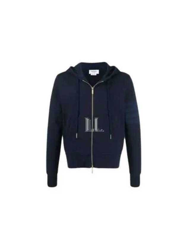 Men's Diagonal Armband Loopback Relaxed Fit Zip Up Hoodie Navy - THOM BROWNE - BALAAN 2