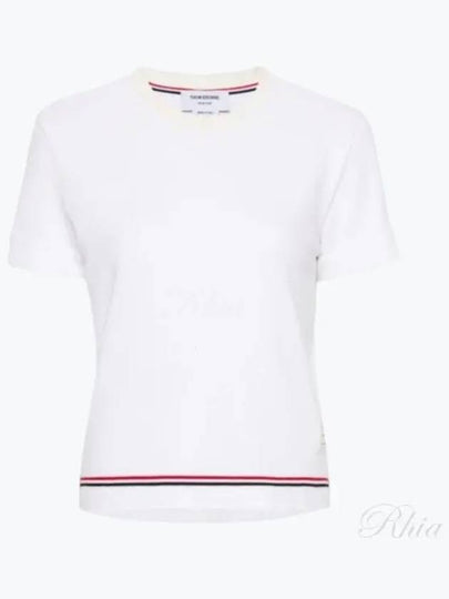 Cotton Pique Short Sleeve T-Shirt White - THOM BROWNE - BALAAN 2