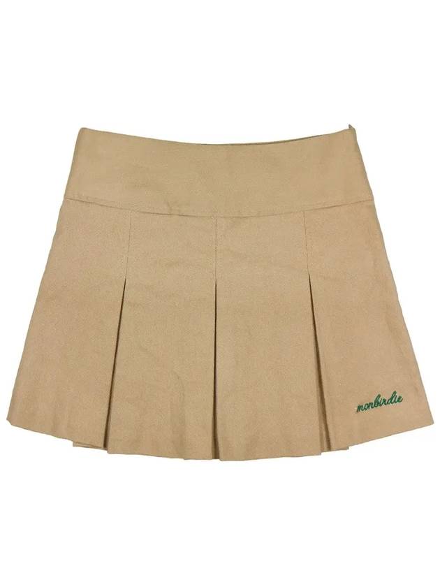 SOFT TOUCH WARM PLEATS Soft brushed embroidery pleated skirtDBEIGE - MONBIRDIE GOLF - BALAAN 9