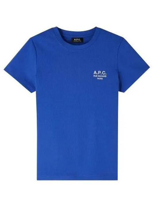 Denise Embroidered Logo Short Sleeve T-shirt Blue - A.P.C. - BALAAN 2