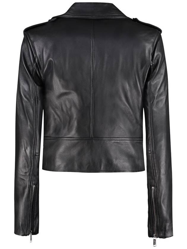 Women's Leather Biker Jacket Black - MICHAEL KORS - BALAAN 3