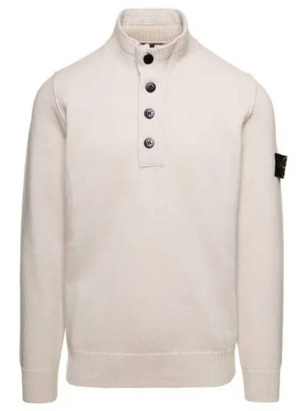 Wappen Patch Button Knit Top Ivory - STONE ISLAND - BALAAN 2