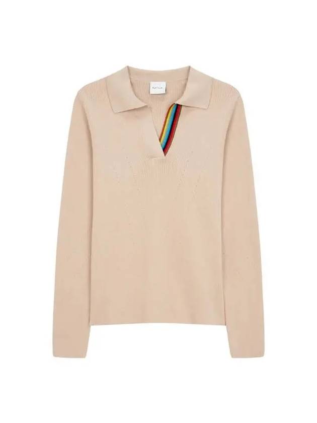 Women s ribbed open neck knit beige - PAUL SMITH - BALAAN 1