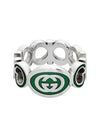 Interlocking G Enamel Ring Silver Green Enamel - GUCCI - BALAAN 5