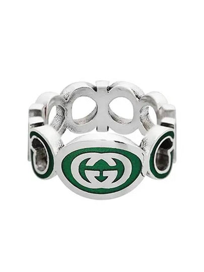 Interlocking G Enamel Ring Silver Green - GUCCI - BALAAN 2