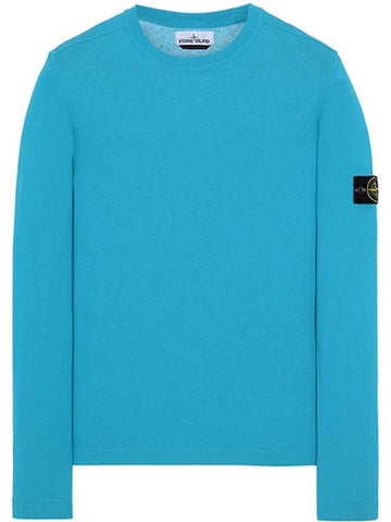 21SS 7415532B9 V0042 Wappen Patch Cotton Knit Sky Blue Men’s Knit TJ - STONE ISLAND - BALAAN 1