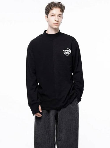 Men s M243MT03BK Circular Reverse Sleeve Half Neck Sweatshirt Black - CHANCE'S NOI - BALAAN 1