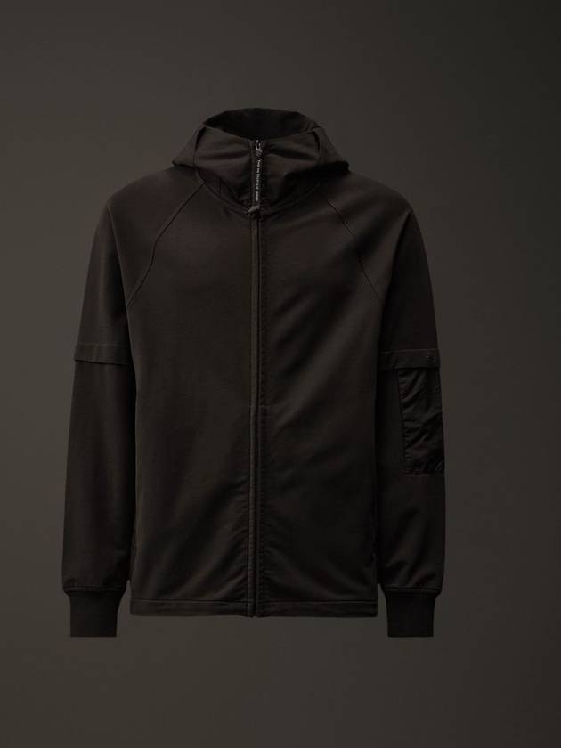 Stretch fleece mixed hooded zip up - CP COMPANY - BALAAN 1