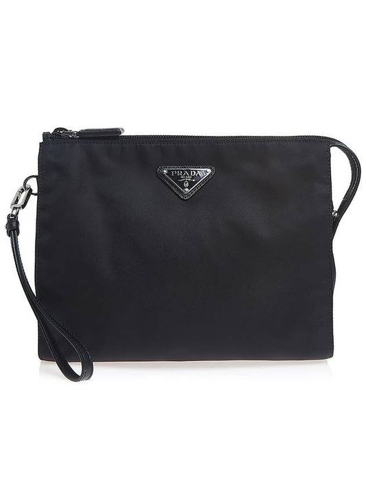 Re-Nylon Zipper Clutch Bag Black - PRADA - BALAAN 2