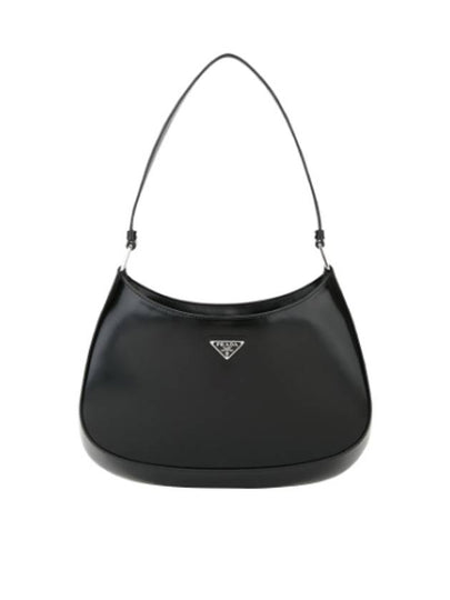 Triangular Logo Cleo Brushed Leather Shoulder Bag Black - PRADA - BALAAN 2