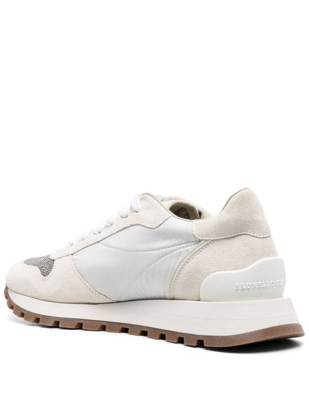 Suede Techno Fabric Runner Low Top Sneakers White - BRUNELLO CUCINELLI - BALAAN 4