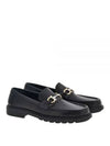 Moccasin Gancini Ornament Calfskin Loafers Black - SALVATORE FERRAGAMO - BALAAN 2