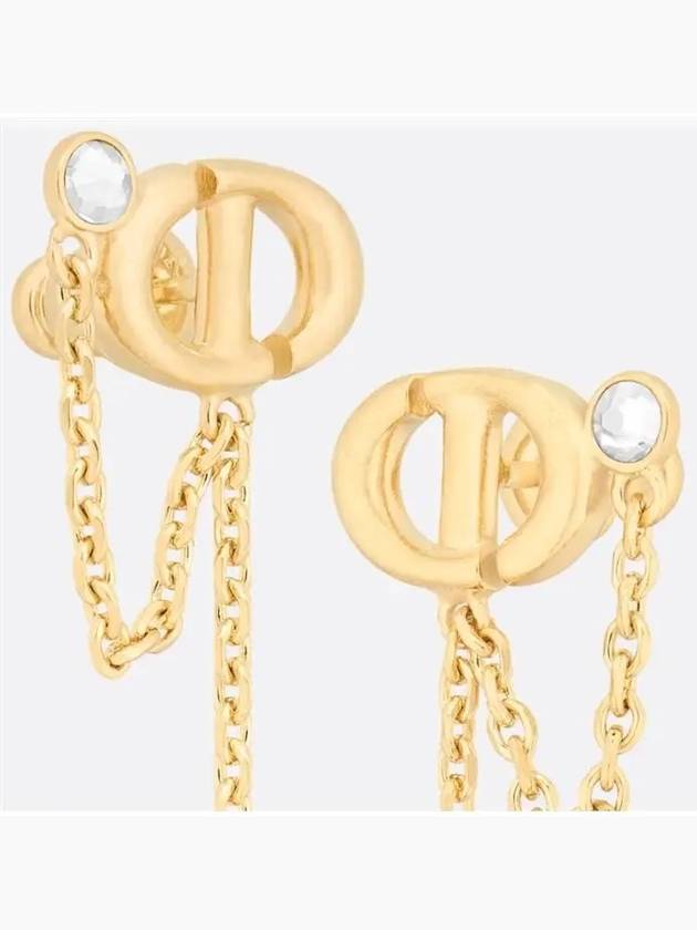 CD Navy Finish Metal Crystal Earrings Gold - DIOR - BALAAN 6