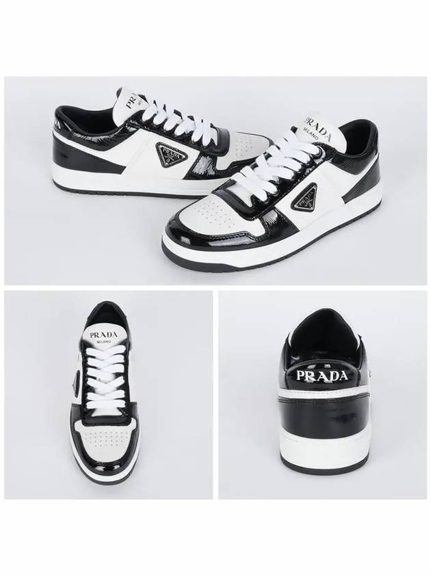 Downtown Leather Low Top Sneakers Black White - PRADA - BALAAN 3