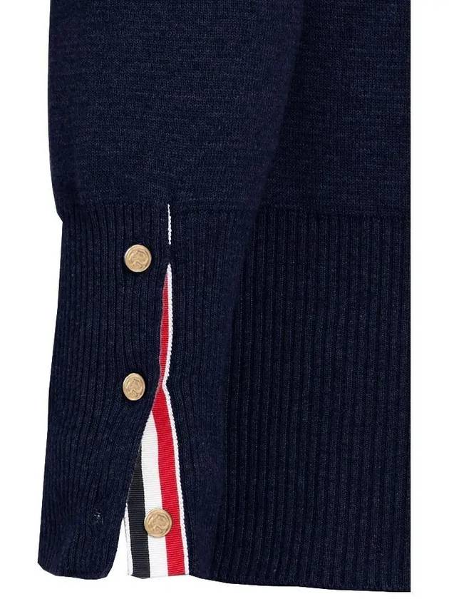 Cotton 4-Bar Milano Classic V-Neck Cardigan Navy - THOM BROWNE - BALAAN 6