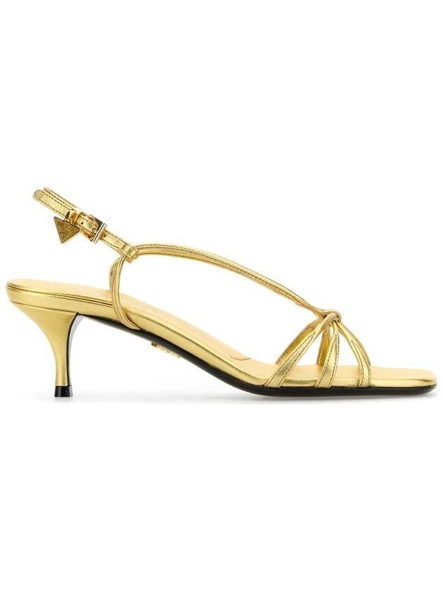 Mordoré Nappa Leather Sandal Heels Gold - PRADA - BALAAN 1