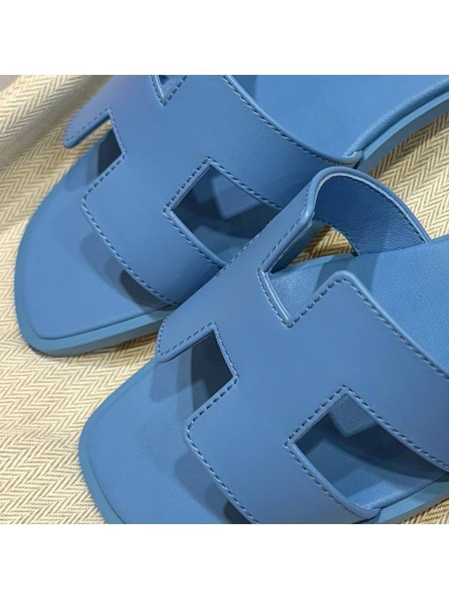 Women's Oran Sandals Calfskin Pale Blue - HERMES - BALAAN 3