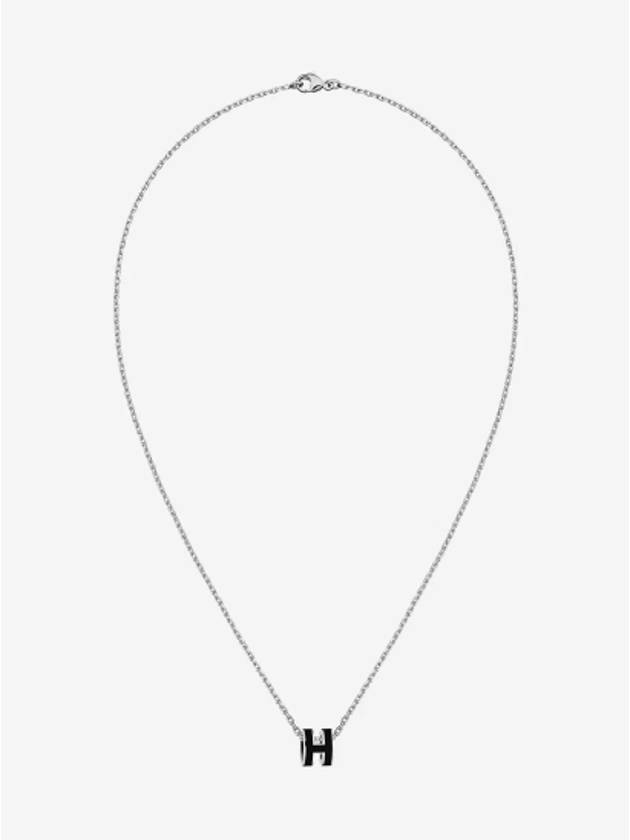 Mini Pop H Pendant Necklace Palladium Noir Silver - HERMES - BALAAN 2