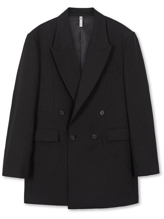 Libre Oversized Wool Blended Double Blazer BLACK - WEST GRAND BOULEVARD - BALAAN 2