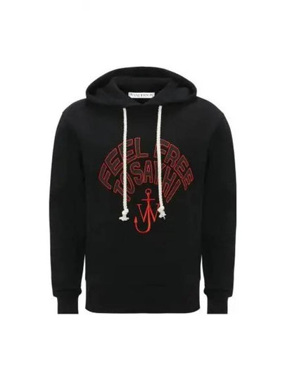 Slogan Embossed Hoodie Black - JW ANDERSON - BALAAN 2