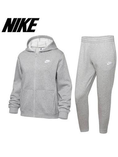 Sportswear club brushed fleece full zip up jacket junior winter tracksuit set gray FD3114 063 - NIKE - BALAAN 1