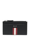 Logo Decorated Zip-up Card Wallet Black - BALLY - BALAAN 1