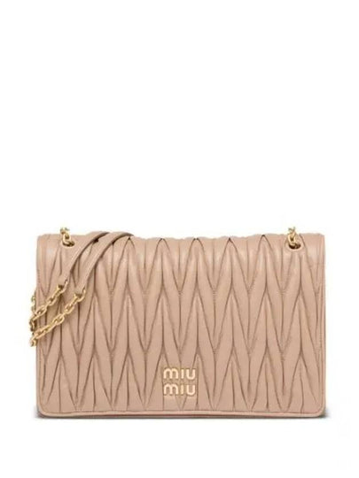 Matelasse Plaque Logo Nappa Leather Cross Bag Beige - MIU MIU - BALAAN 2