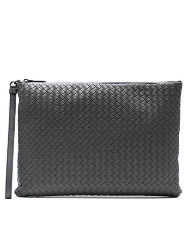 Intrecciato Strap Clutch Bag Grey - BOTTEGA VENETA - BALAAN 2