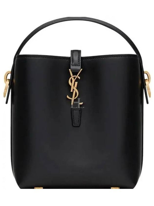 Le 37 Signature Logo Shiny Leather Small Bucket Bag Black - SAINT LAURENT - BALAAN 2