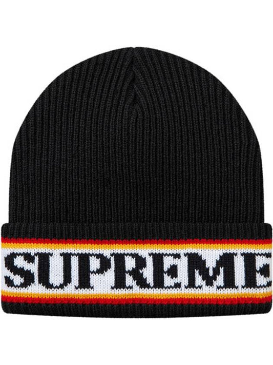 18FW Cuff Logo Beanie Black - SUPREME - BALAAN 1